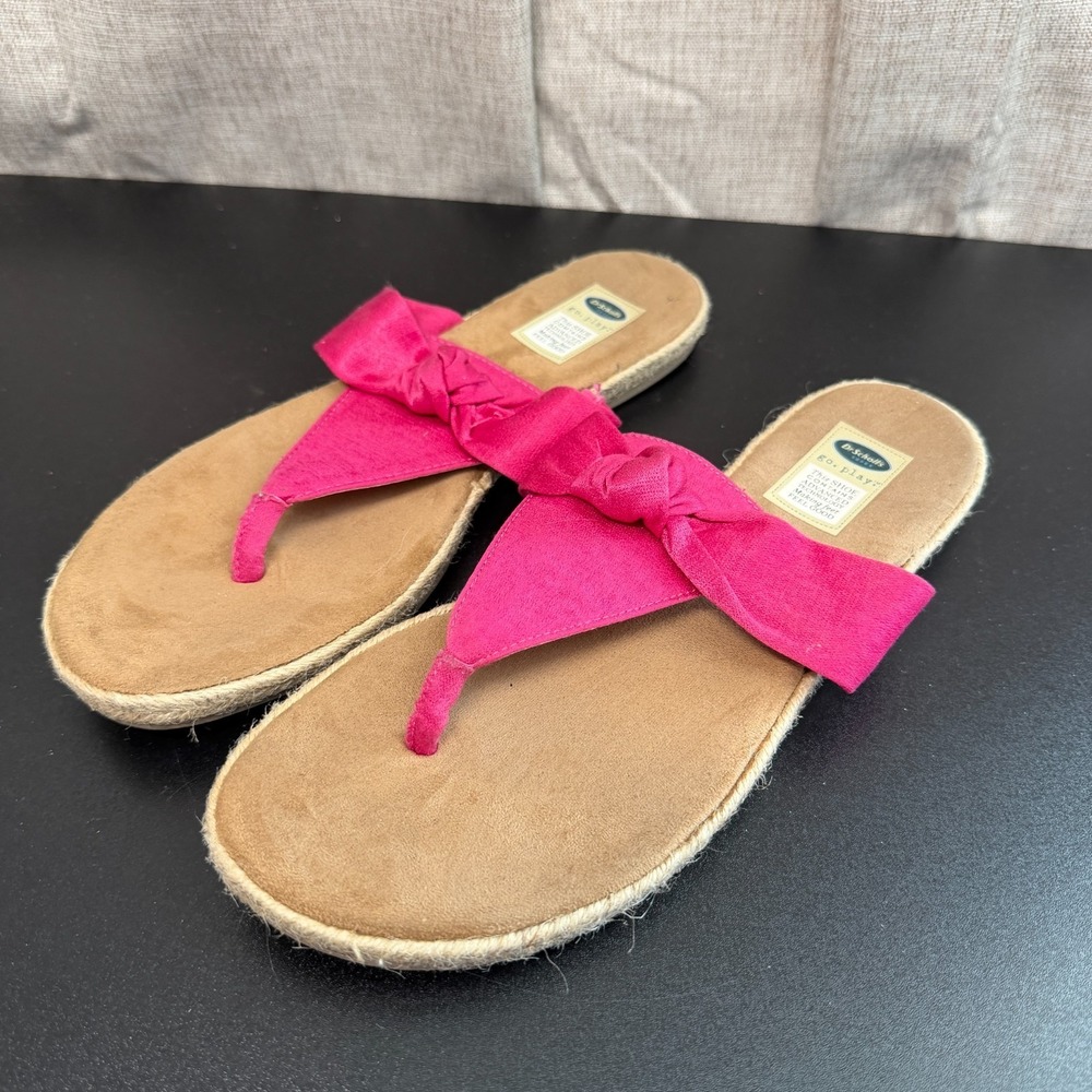 Dr. Scholl's Go Play Thong Sandals Women's 9M Pink Brown Slip On Comfort Casual